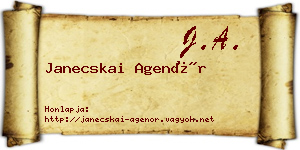 Janecskai Agenór névjegykártya